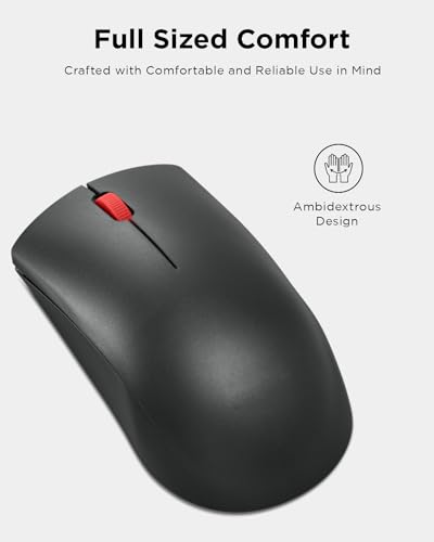 Lenovo Wireless Mouse (WL150) - 2.4G Nano USB-A Ambidextrous Ergonomic Mouse – 3-Million Clicks, 1,000 DPI – Portable Compact Cordless Design - Computer & Laptop Accessories - color: WL150