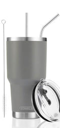 D·S 30oz Grey Tumbler Double Wall Vacuum Insulated Travel Coffee Mug | Double Wall Vacuum Suit Cold and Hot Drink Fits in standard car cup holders With Splash-Proof Lid - color: Gray