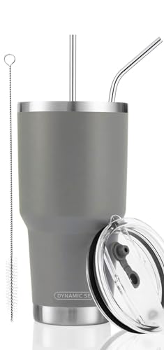 D·S 30oz Grey Tumbler Double Wall Vacuum Insulated Travel Coffee Mug | Double Wall Vacuum Suit Cold and Hot Drink Fits in standard car cup holders With Splash-Proof Lid - color: Gray