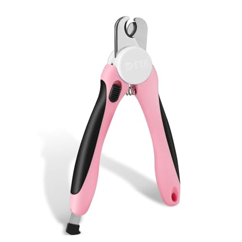 Flexzion Dog Nail Clippers and Cat Nail Trimmer with Safety Guard, Pink | Pet Nail Clippers with a 3.5 mm Stainless Steel Blade for Grooming Puppies, Indoor Cats and Small, Medium or Large Dog Breeds - color: Pink