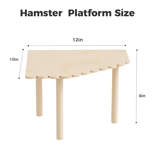 Mini&moe Hamster Platform - Small Animal Play Wooden Heigh Platform for Exercise Wheel Food Bowl Water Bottle and Other Cage Accessories