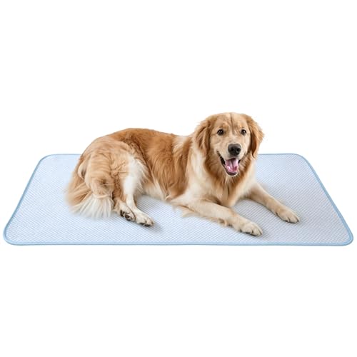 FrostEase Dog Cooling Mat, Cooling Dog Bed and Cooling Pad for Dog with Qmax 0.4 Yarn, Breathable 3D Airflow Layers, Machine Washable Non Slip Base for Pets, Blue, XL, 48"*28" - size: XL-48"*28"