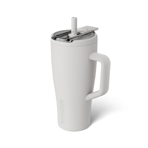 BrüMate Era Flip 30oz Tumbler with 100% Leakproof Covered Straw Lid | Hygienic Covered Straw | Insulated Stainless Steel Water Bottle with Handle | Cup Holder Friendly | BPA-Free (Dune) - color: Dune, size: 30 Ounces