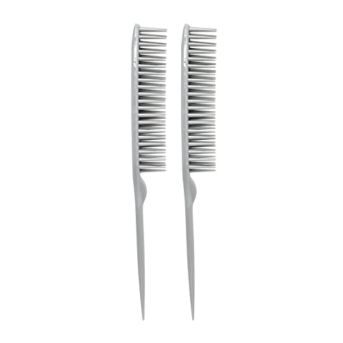 Allegro Combs 60 Parting Three Row Combs Salon Hairstylist Hairdresser Detangle Combs For Natural Hair And Wigs For Curly Hair Made In The Usa 2 Pcs. (Grey) - color: Grey
