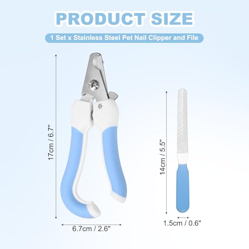 Pet Nail Clipper with Nail File, Pet Nails Clippers and Trimmer with Safety Guard, Professional Grooming Tool for Indoor Small Dog Cat Kitten, (Light Blue/White, 1 Set) - color: Light Blue/White