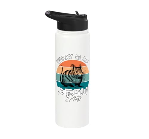 Funny Degu Stainless Steel Insulated Water Bottle - color: White