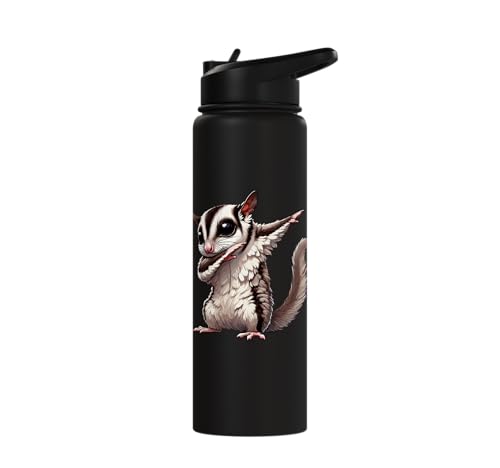 Sugar Glider, Dabbing | Kids, Girls, Boys | Sugar Glider Stainless Steel Insulated Water Bottle - color: Black