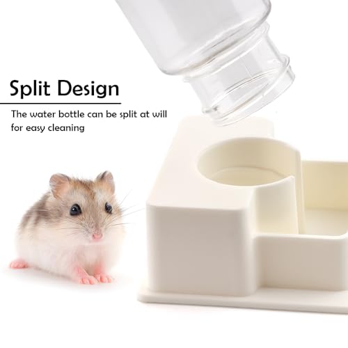 1 Pack Hamster Water Bowl Automatic Water Dispenser for Hamster Syrian Mice Gerbil Rodent (White)