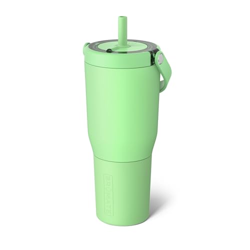 BrüMate Resa 35oz 100% Leakproof Travel Tumbler with Handle & Straw | Flexible SoftSip Straw | Silicone Sleeve for Durability | Stainless Steel | Cup Holder & Travel Friendly Water Bottle | (Kiwi) - color: Kiwi, size: 35 oz