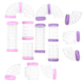 Kisangel 16Pcs Hamster Tunnel Tubes DIY Transparent Connector Pipes for Hamster Cage External Tracks Small Animal Toys 5.89X2.36X2.36In