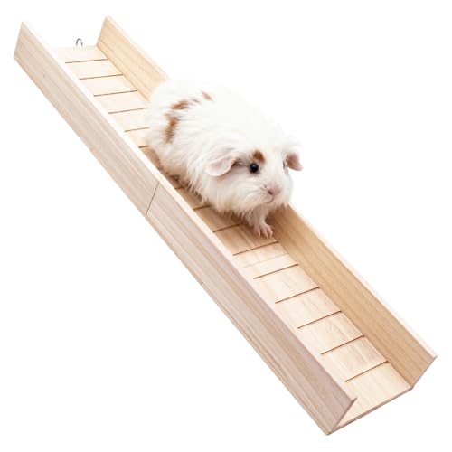Wooden Guinea Pig Ramp for Cage, Hamster Ladder Toys, Bridge Cage Accessories for Guinea Pig, Hamster, Rats, Chinchillas, Squirrels - size: 31.1*6.69*2.7 Inches
