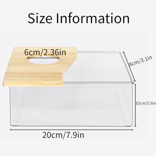 Clear Acrylic Hamster Sand Bath Box with Wood Lid Mini Pet Sandbox (C) | Transparent pet shower box with wooden cover easy clean digging hideout space saving corner design for Syrian Hamster - style: C