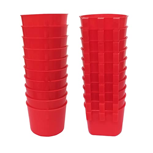 20 Pack Cage Cups Chicken Feeders Waterer Bird Water Cup Bunny Food Bowl Plastic Drinker Hanging Quail Dove Feeding Watering Dish Seed Container Coop Feeder for Parakeet Poultry Pigeon - color: Red 20 packs