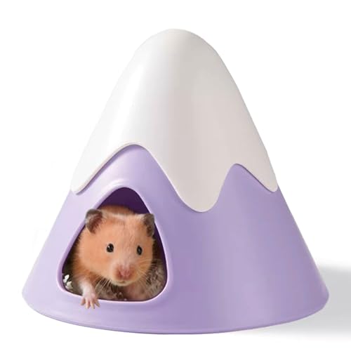 Hamster Hideout, Snowy Mountain Shape Hamster Hide House,Cute Small Animal Habitat Hideaway Hut for Syrian Hamsters, Mice, Gerbils, Rats (Purple) - color: Purple