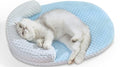 Summer Cat Cooling Mat Cooling Mat for Cats with U-Pillow | Cooling Soft and Comfortable Washable Removable Non-Slip Bottom - color: Blue against Grey