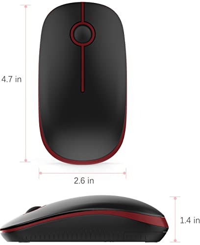VssoPlor Wireless Mouse, 2.4G Computer Laptop Mouse, Black and Wine Red | Slim Portable Mouse, Plug & Play USB Nano Receiver, Quiet Silent Optical Mice for Notebook, PC, Laptop, Computer - color: Black and Wine Red