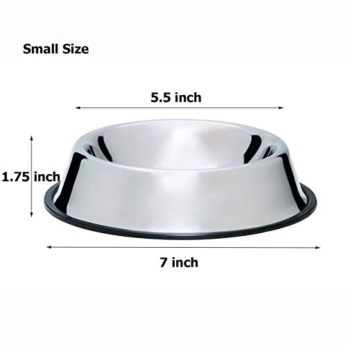 Mlife Stainless Steel Dog Bowl with Rubber Base for Small/Medium/Large Dogs, Pets Feeder Bowl and Water Bowl Perfect Choice (Set of 2) - size: 8oz