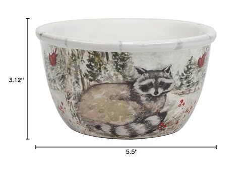 Winter’s Walk Set of 4 Ceramic Ice Cream Bowls – Perfect for ice cream, fruit, or snacks, these nature-inspired bowls feature forest animals in a tranquil snowy landscape 5.25"