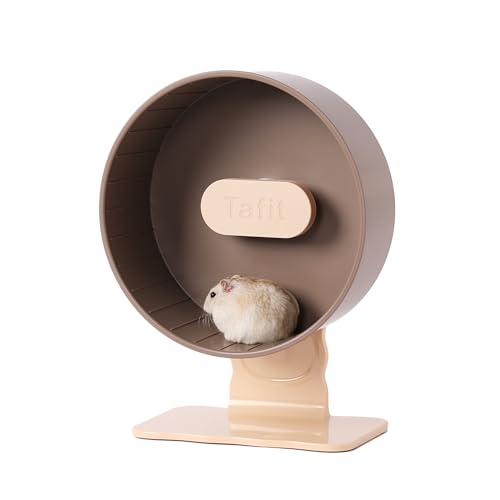 Silent Hamster Wheel 8.7 Inch Dual-Bearings Small Animals Quiet Running Exercise Wheels, Height Adjustable for Dwarf Hamsters, Gerbils, Mice, Hedgehog, Lemmings, or Other Small Pets,Nut Brown - color: Nut Brown, size: 8.7inch