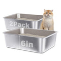Stainless Steel Litter Box 2 Pack, Metal Litter Box | High Sided Steel Litterbox, Easy Clean Non Stick Non Smell for Kitty/Cats - size: 2pcs M:17.7"x13.7"x6"