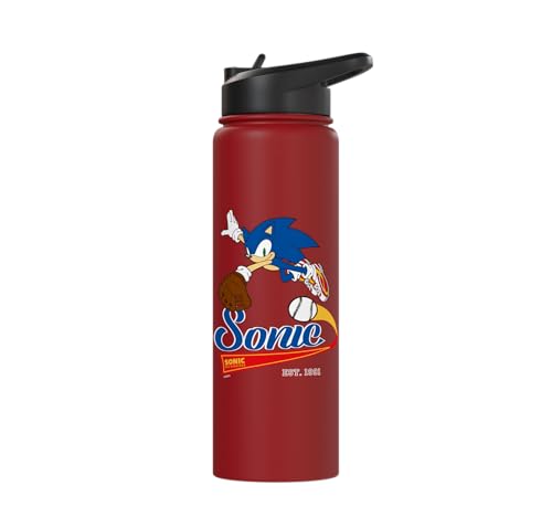 Sonic the Hedgehog - Sonic Baseball Est. 1991 Stainless Steel Insulated Water Bottle - color: Red
