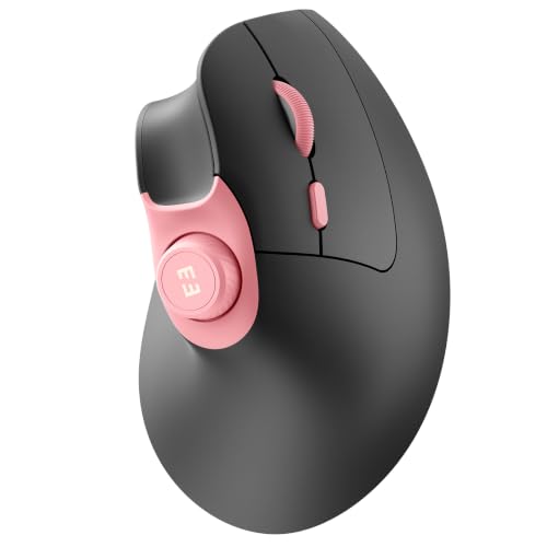 seenda MOU-302 Wireless Bluetooth Ergonomic Vertical Mouse with Volume Knob | Rechargeable 3-device mice for small/medium hands with quiet clicks, 1000/1600/2400 DPI for PC, laptop, MacBook, Black Pink - color: Black Pink