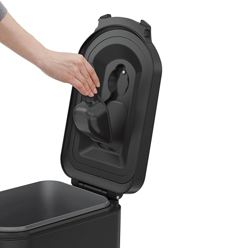 simplehuman 25 Liter, 27 lb / 12.2 kg Medium Pet Food Storage Container for Dog Food, Cat Food, and Bird Feed, Alloy Steel, Matte Black - color: Matte Black, size: Medium
