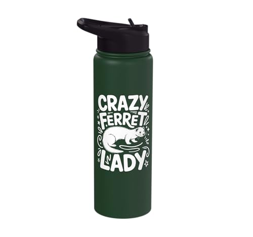 Crazy Ferret Owner Women Ferrets Stainless Steel Insulated Water Bottle - color: Dark Green