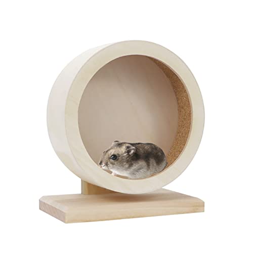Small Pets Exercise Wheel Hamster Wooden Mute Running Spinner Wheel Play Toy for Rat Gerbil Mice Chinchillas Hedgehogs Guinea Pigs (S) - size: S