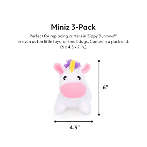 ZippyPaws Burrow Replacement Miniz Squeaky Toy for Enrichment - Unicorns | Interactive Dog & Puppy Toys for Boredom, Stimulating Pet Products to Keep them Busy - style: Unicorns (3-pack)