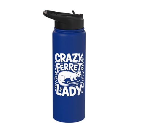 Crazy Ferret Owner Women Ferrets Stainless Steel Insulated Water Bottle - color: Royal Blue