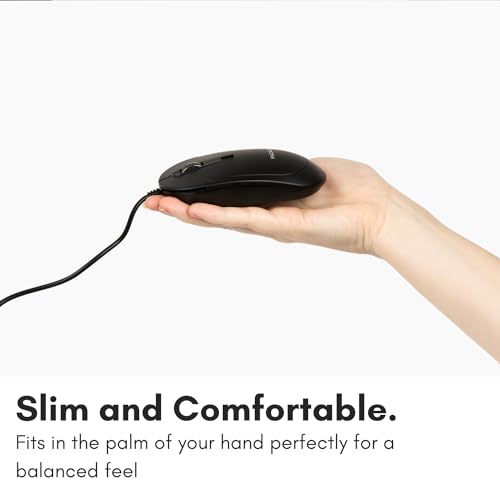 Macally Computer Mouse Wired, Silent USB Mice - Slim & Compact USB for Apple Mac or Windows PC Laptop/Desktop - Designed with Optical Sensor & DPI Switch - Simple - Black - color: Black