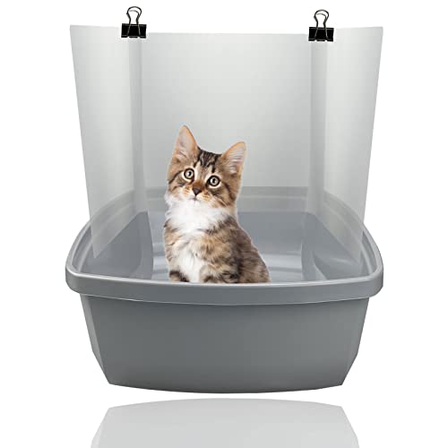 3Pcs Large Cat Litter Box Pee Shields, Splash Guard for Open Top Litter Pan | Transparent Privacy Screen Easy Clean High Side Open Top Kitty Pan Shield - size: Large (3pcs)