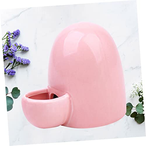 Milisten Ceramic Pet Bowls Self-Dispensing Pet Supplies Small Automatic Feeder for Hamsters Rabbits Drinking Bowl Water Dispenser 3.54X4.33X2.95 in - color: Pink