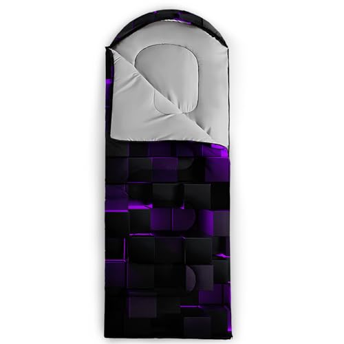 Sleeping Bags for Adults and Kids Backpacking Camping Sleeping Bags for Girls and Boys Lightweight Waterproof Cold/Warm Sleeping Bag for All Season - color: dark purple