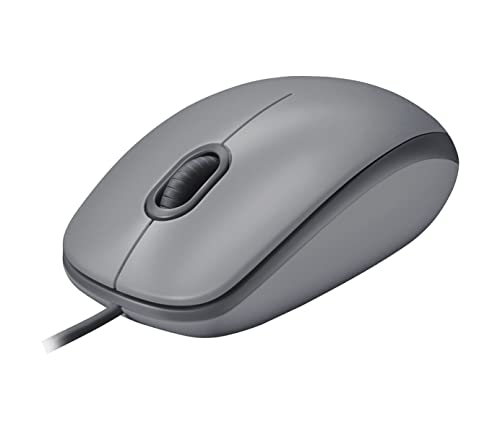 Logitech M110 Wired USB Mouse, Silent Buttons, Comfortable Full-Size Use Design, Ambidextrous PC/Mac/Laptop - Grey - color: Grey