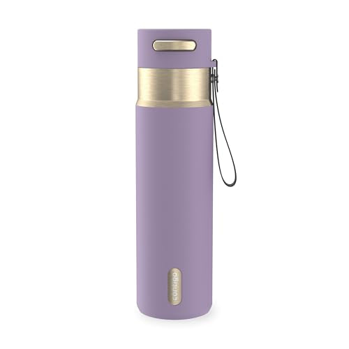 Contigo AutoSeal 24 oz Stainless Steel Vacuum-Insulated Water Bottle with Leakproof Push-Button Spout & Lock, Carry Strap, BPA-Free & Lead-Free, Dishwasher Safe - color: Purple Carrot Champagne, size: 24 Ounces