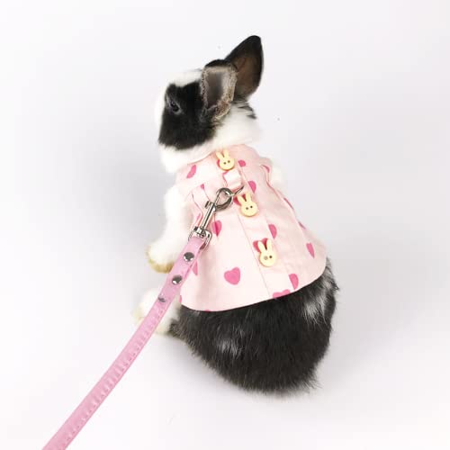 Rabbit Harness and Leash with Cute Accessories for Walking Escape Proof - Mesh Breathable Bunny Vest Harness Outdoor - Also Suit for Ferret Kittn Puppy Small Animals (Without Accessories,Small) - size: Small
