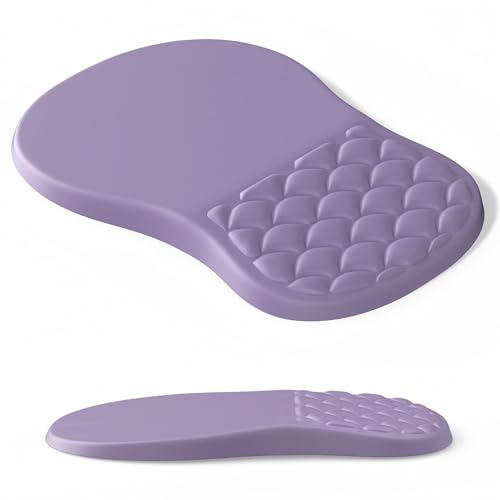 Ergonomic Mouse Pad Wrist Support with Massage Design,Classic Purple Wrist Pain Relief Mousepad with Memory Foam,Non-Slip PU Base - color: A-02