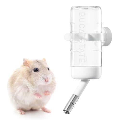 BUCATSTATE 100ml Hamster Water Bottle Small Pet Water Bottle | 3.4oz Leak-Proof Water Bottle with Stainless Steel Spout, Adjustable Bracket for Chinchilla Gerbil Mouse, fits Wire Cage - size: 3.38OZ