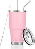 D·S 30 oz Pink Tumbler Double Wall Vacuum Insulated Travel Coffee Mug | Double Wall Vacuum Suit Cold and Hot Drink Fits in standard car cup holders With Splash-Proof Lid - color: Pink