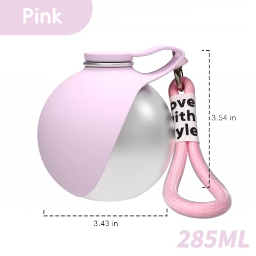 2 in 1 Portable Dog Water Bottle, 10oz Stainless Steel Leak Proof Pet Water Bottle with Foldable Silicone Bowl, Outdoor Travel Water Bottle for Dogs Walking Hiking Camping, 2 Pack Pink - color: 2PCS-Pink