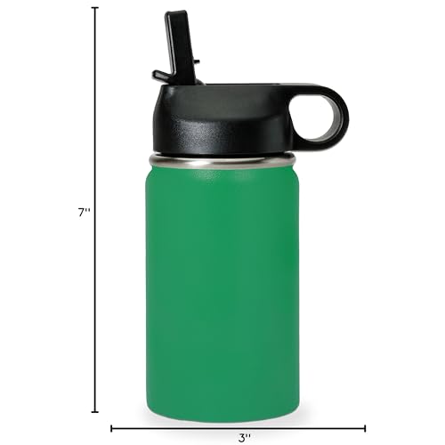 LaserGram Personalized 12oz Water Bottle, Snail (Green) | Engraved Gift, Vacuum Insulated Stainless Steel, Flip-Top Straw Lid, Laser Engraved With Your Name - color: Green, size: 12 Ounces