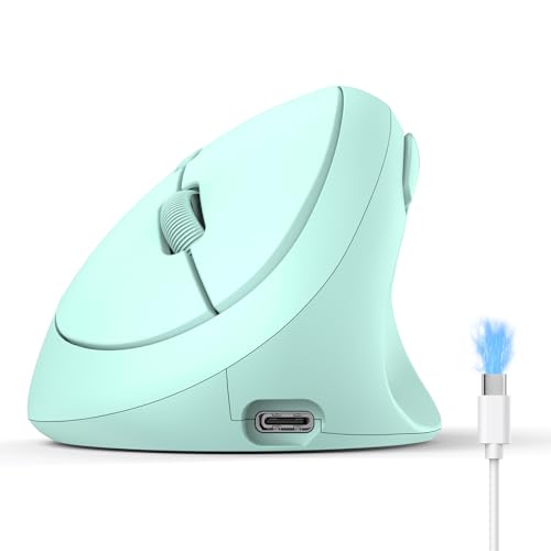 TECKNET Ergonomic Mouse, Bluetooth Wireless Vertical Mouse, Rechargeable Battery, Quiet Clicks, 4800 DPI Adjustable, BT5.0/3.0 & 2.4G Connect, Easy to use, Wide Compatibility - color: Green