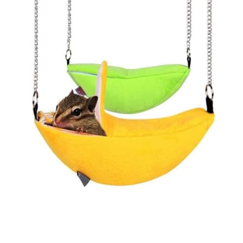 1 Pack Hamster Hanging House Hammock Banana Design Small Animals Cotton Cage Sleeping Nest Suitable for Small Pet Bed Small Hamster Toys Cage Swing (Color : Green)