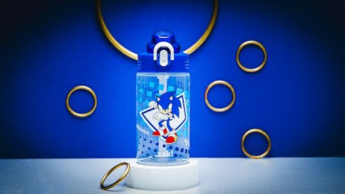 Zak Designs Sonic the Hedgehog Sage 16oz Leak-Proof Straw Kids Water Bottle - color: Sonic the Hedgehog (Sonic, Eggman), size: 16 Ounces