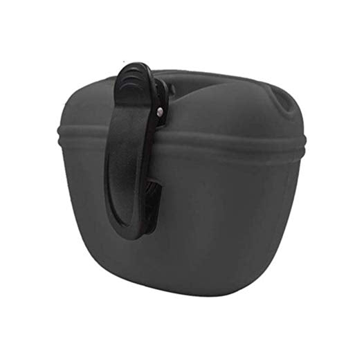 RoyalCare Silicone Dog Treat Pouch-Small Training Bag-Portable Dog Treat Bag for Leash with Magnetic Closure and Waist Clip[US Design Patent] - color: dark grey