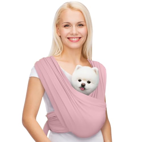 Small Dog Sling Carrier, Hands-Free, Light Pink, Regular | Patented Front Carrier Reduces Back and Neck Strain; Adjustable, Soft Cotton, 3D Air Mesh for Puppies & Cats up to 20 lb - color: Light Pink, size: Regular