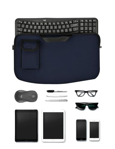 Portable Keyboard Sleeve for Logitech MK670/Wave Keys Ergonomic Keyboard | Keyboards Travel Bag,Shockproof Waterproof Dustproof Protective Neoprene Sleeve Case(Bag Only) - color: Blue
