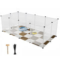 Pet Playpen for Puppy - Plastic Yard Fence Tent for Small Animals,Rabbits Puppy Kennel Cage,Portable Large Space with Transparent White 12 Panels